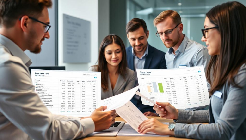 Finance team reviewing cloud cost allocation reports
