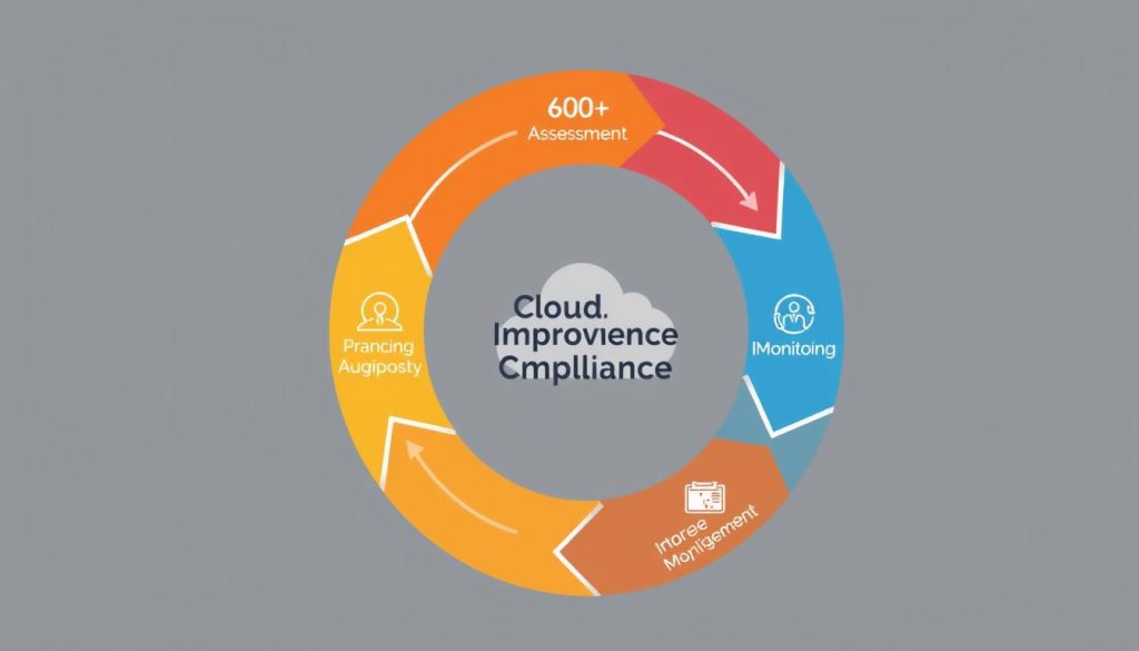 Cloud compliance continuous improvement cycle showing key phases