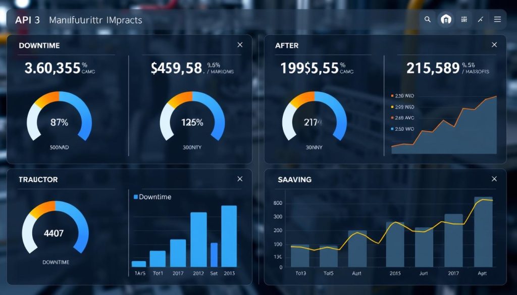 Dashboard showing operational improvements from AI in cloud services manufacturing with KPI metrics