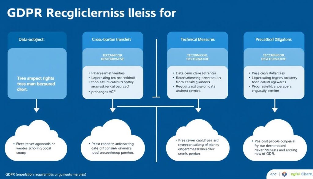 GDPR cloud compliance requirements showing key technical measures for cloud environments