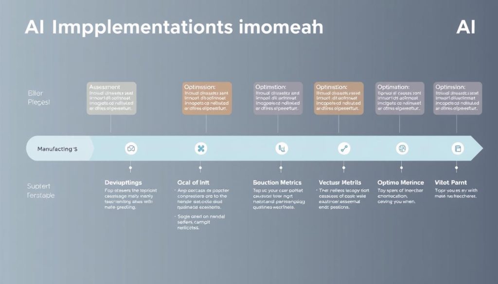 Implementation roadmap for AI in cloud services manufacturing showing key phases and milestones