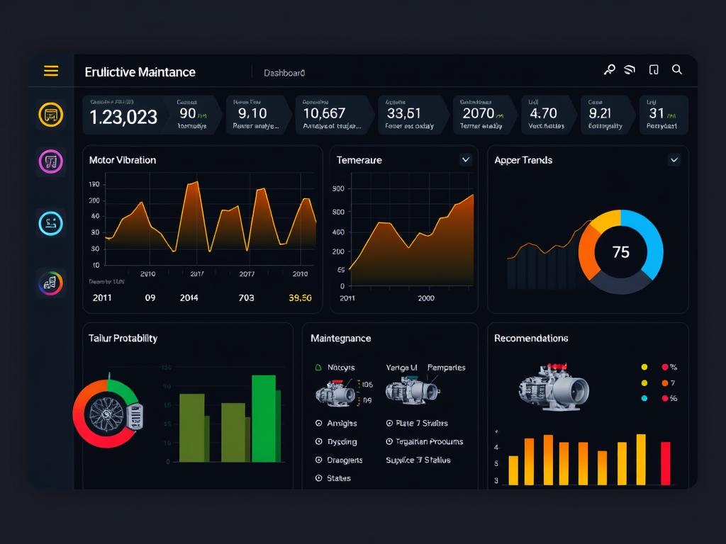 Predictive maintenance dashboard showing equipment health monitoring for AI in cloud services manufacturing