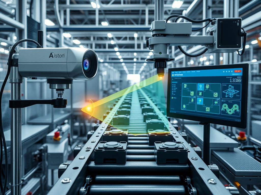 AI Vision-system som inspekterar produktkvalitet i tillverkningslinje AI Vision-system som inspekterar produktkvalitet i tillverkningslinje