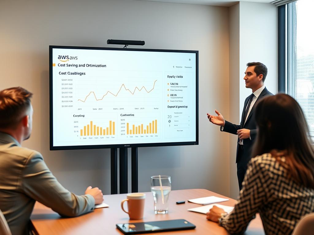 AWS Specialist som presenterar kostnadsbesparingar för klienter