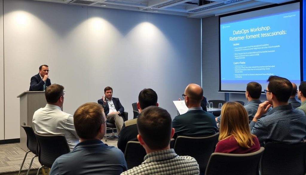 DataOps experts answering questions in a workshop setting