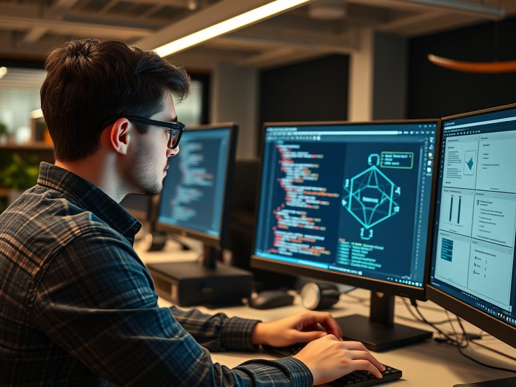 Developer working with Git repository for infrastructure management
