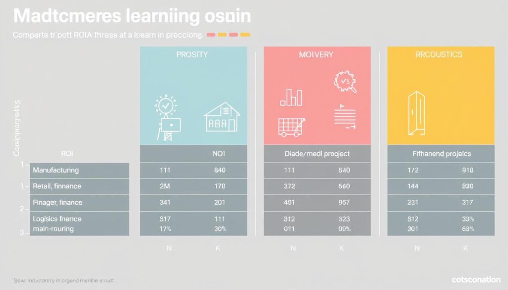 Diagram som visar ROI för maskininlärningsprojekt i olika branscher