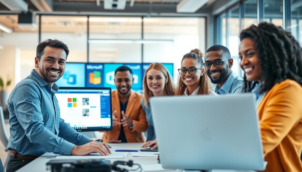 Ett framgångsrikt team med Microsoft-specialister i en modern digital arbetsmiljö Ett framgångsrikt team med Microsoft-specialister i en modern digital arbetsmiljö