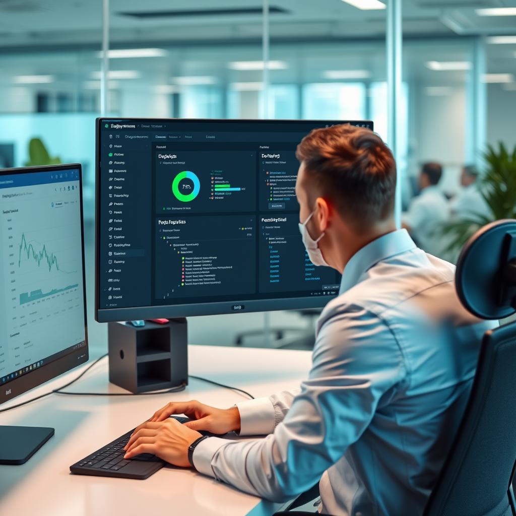 Financial services professional working with GitOps tools