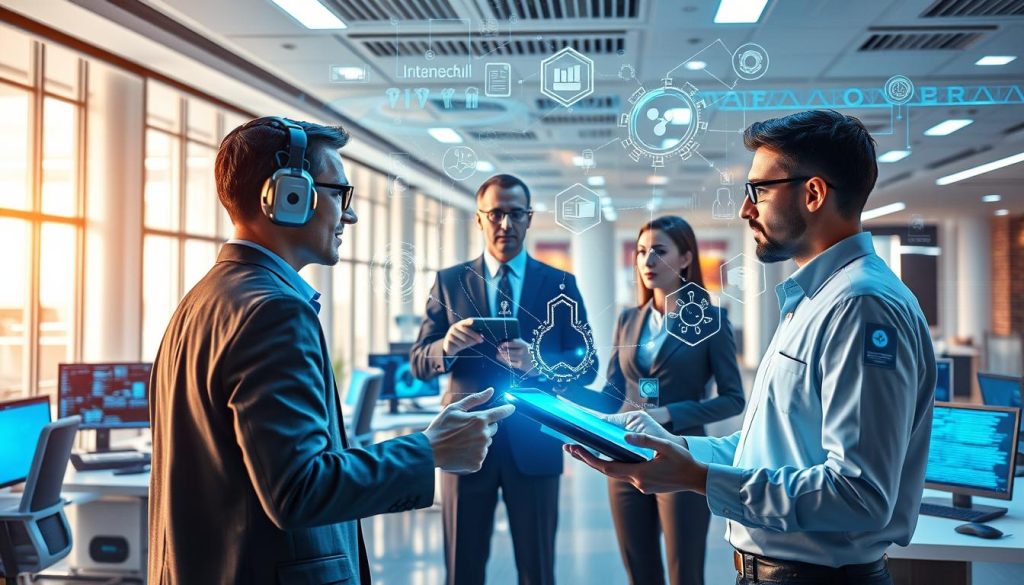 Futuristisk visualisering av maskininlärningens framtid i företagsmiljö