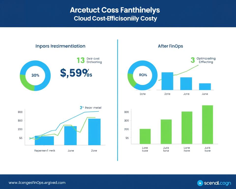 Graph showing improved cloud cost efficiency after FinOps implementation Graph showing improved cloud cost efficiency after FinOps implementation