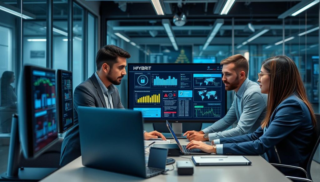 IT-team som arbetar med att lösa säkerhetsutmaningar i en Hybrid IT-miljö IT-team som arbetar med att lösa säkerhetsutmaningar i en Hybrid IT-miljö