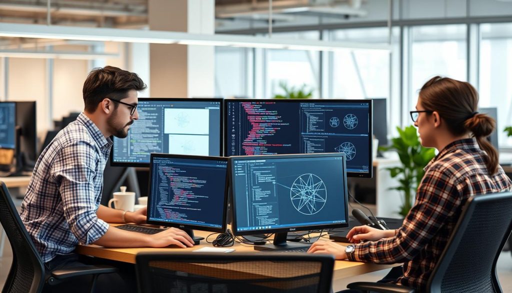 IT-team som arbetar med att lösa utmaningar relaterade till djupinlärningsimplementering