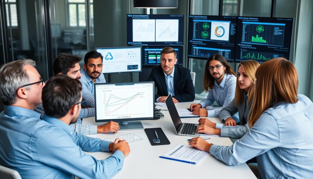 IT-team som diskuterar serveradministrationsutmaningar vid ett konferensbord IT-team som diskuterar serveradministrationsutmaningar vid ett konferensbord