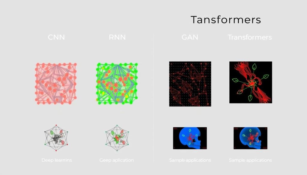 Olika typer av djupinlärningsmodeller som används för olika tillämpningar inom artificiell intelligens