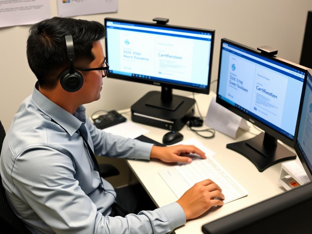 Professionell IT-specialist som arbetar med Azure-certifieringar Professionell IT-specialist som arbetar med Azure-certifieringar