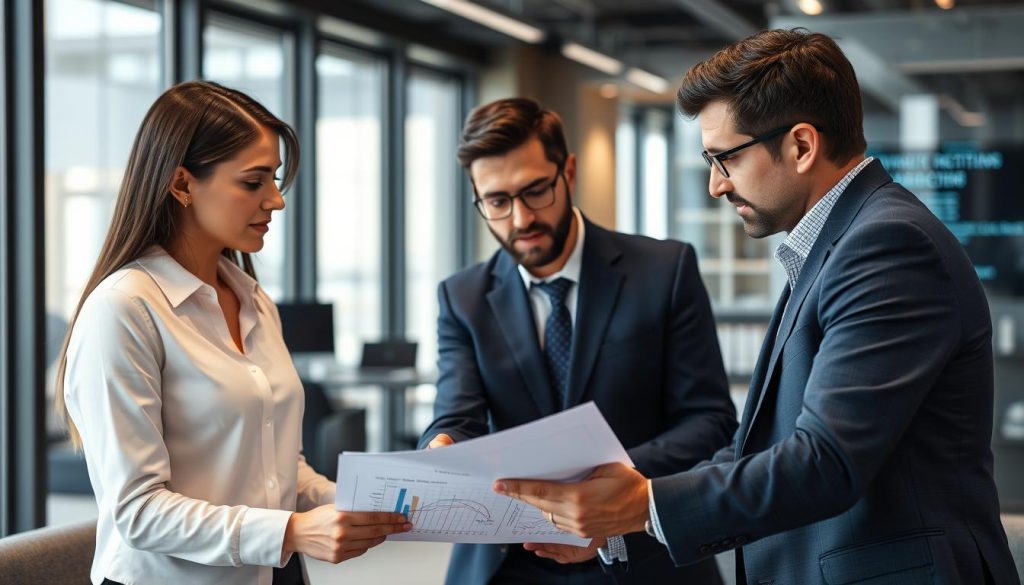 Security experts analyzing vulnerability management requirements and providing recommendations