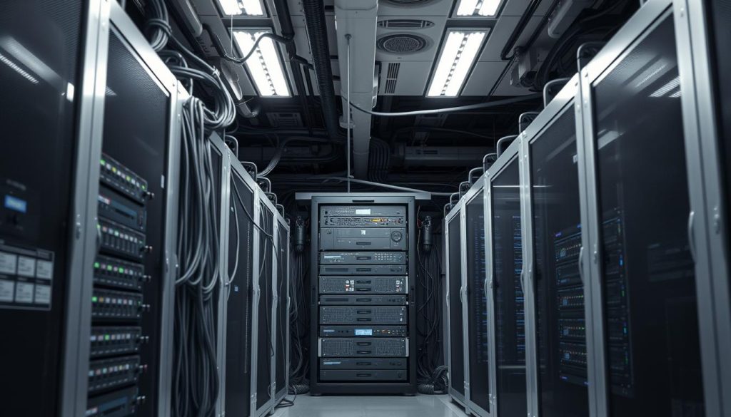 Serverrum med modern IT-infrastruktur som representerar effektiv serveradministration Serverrum med modern IT-infrastruktur som representerar effektiv serveradministration