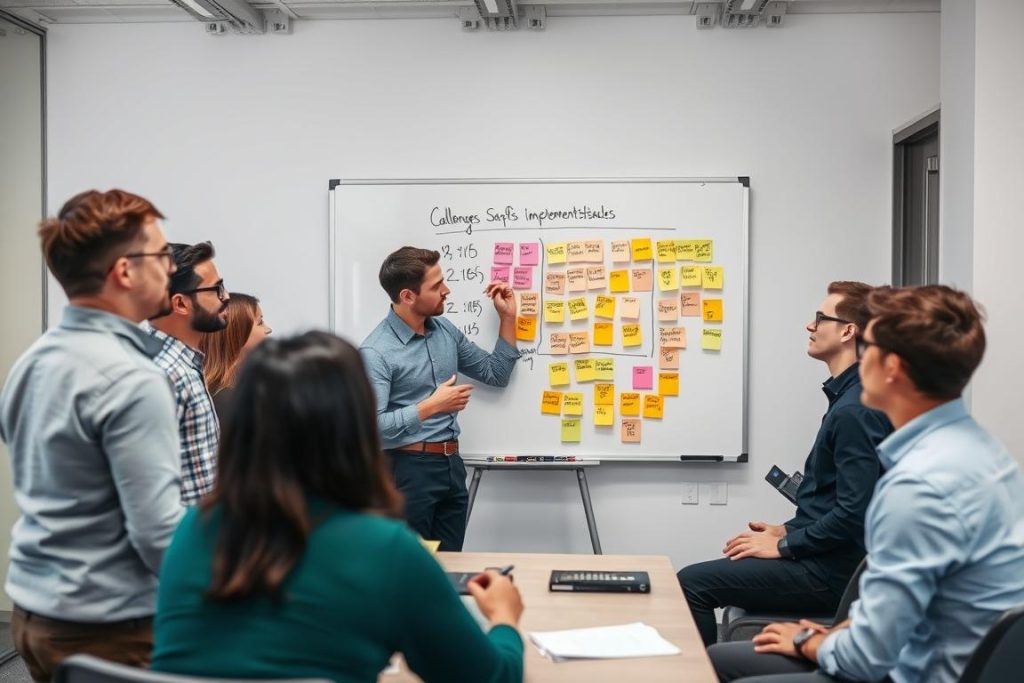 Team addressing ServOps implementation challenges in a collaborative setting