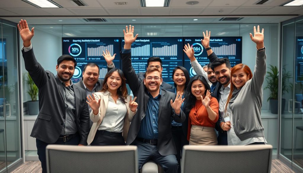 Team celebrating successful DevSecOps implementation