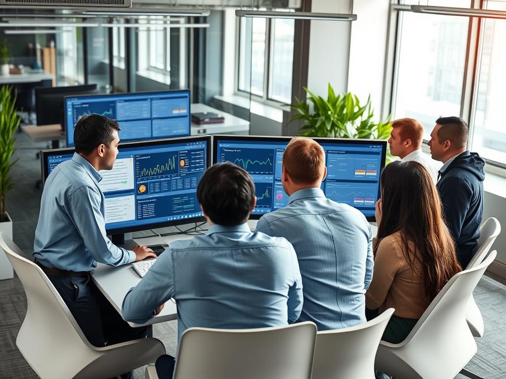 Team som använder Opsio Clouds APM-lösning för att analysera applikationsprestanda Team som använder Opsio Clouds APM-lösning för att analysera applikationsprestanda