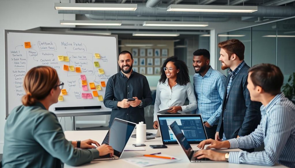 Team som planerar en maskininlärningsstrategi för sitt företag