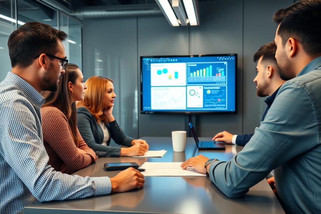 Utvecklingsteam som diskuterar CI-utmaningar vid ett konferensbord Utvecklingsteam som diskuterar CI-utmaningar vid ett konferensbord