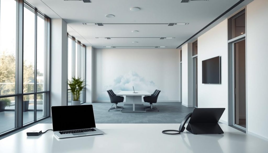 A modern, well-lit office environment with clean lines and minimalist design. In the foreground, a sleek, white desk with a laptop, phone, and a few simple office supplies. The middle ground features an array of large, floor-to-ceiling windows, allowing natural light to flood the space. In the background, a subtle cloud-themed wallpaper or digital art piece, hinting at the "cloud solutions" aspect of the subject. The overall mood is professional, sophisticated, and inviting, conveying a sense of expertise and technology-driven solutions. A modern, well-lit office environment with clean lines and minimalist design. In the foreground, a sleek, white desk with a laptop, phone, and a few simple office supplies. The middle ground features an array of large, floor-to-ceiling windows, allowing natural light to flood the space. In the background, a subtle cloud-themed wallpaper or digital art piece, hinting at the "cloud solutions" aspect of the subject. The overall mood is professional, sophisticated, and inviting, conveying a sense of expertise and technology-driven solutions.