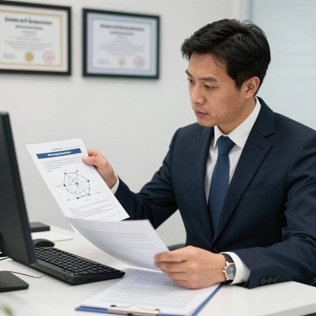 American compliance officer reviewing segmentation documentation