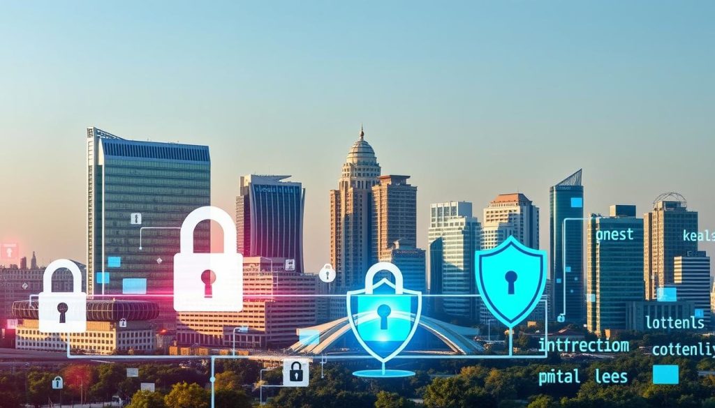 Bangalore skyline with digital overlay representing cybersecurity in India's technology capital