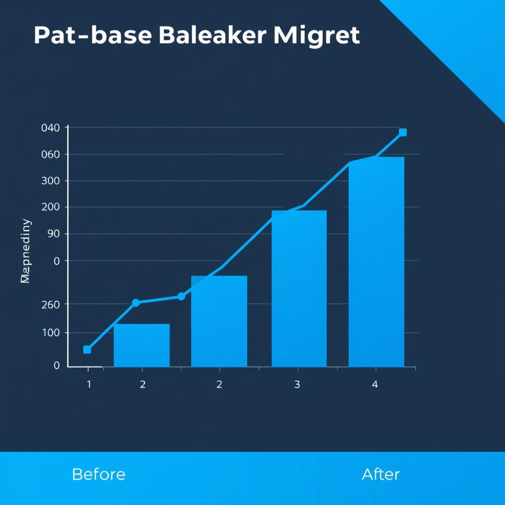 Business growth chart showing improved performance after database migration