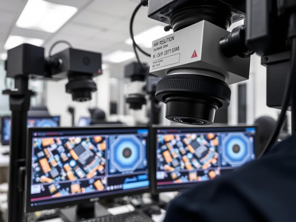 Computer vision system detecting microscopic defects in electronic components