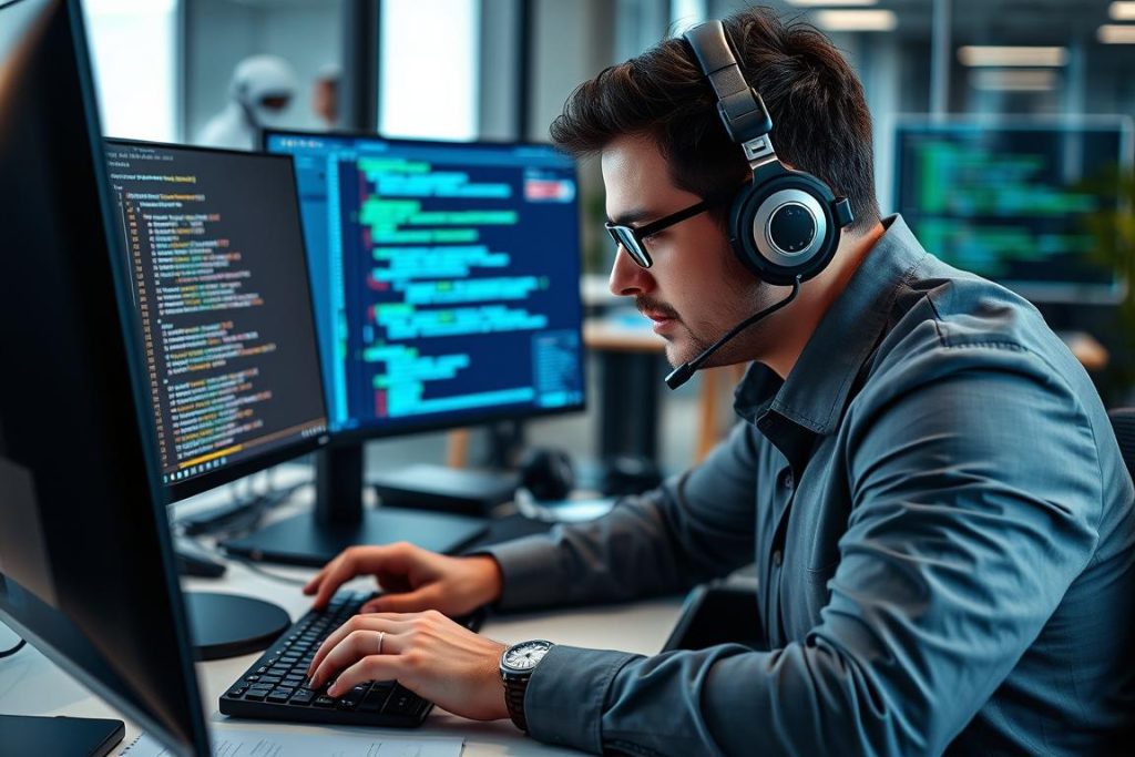 Cybersecurity professional conducting penetration testing for a Bangalore enterprise