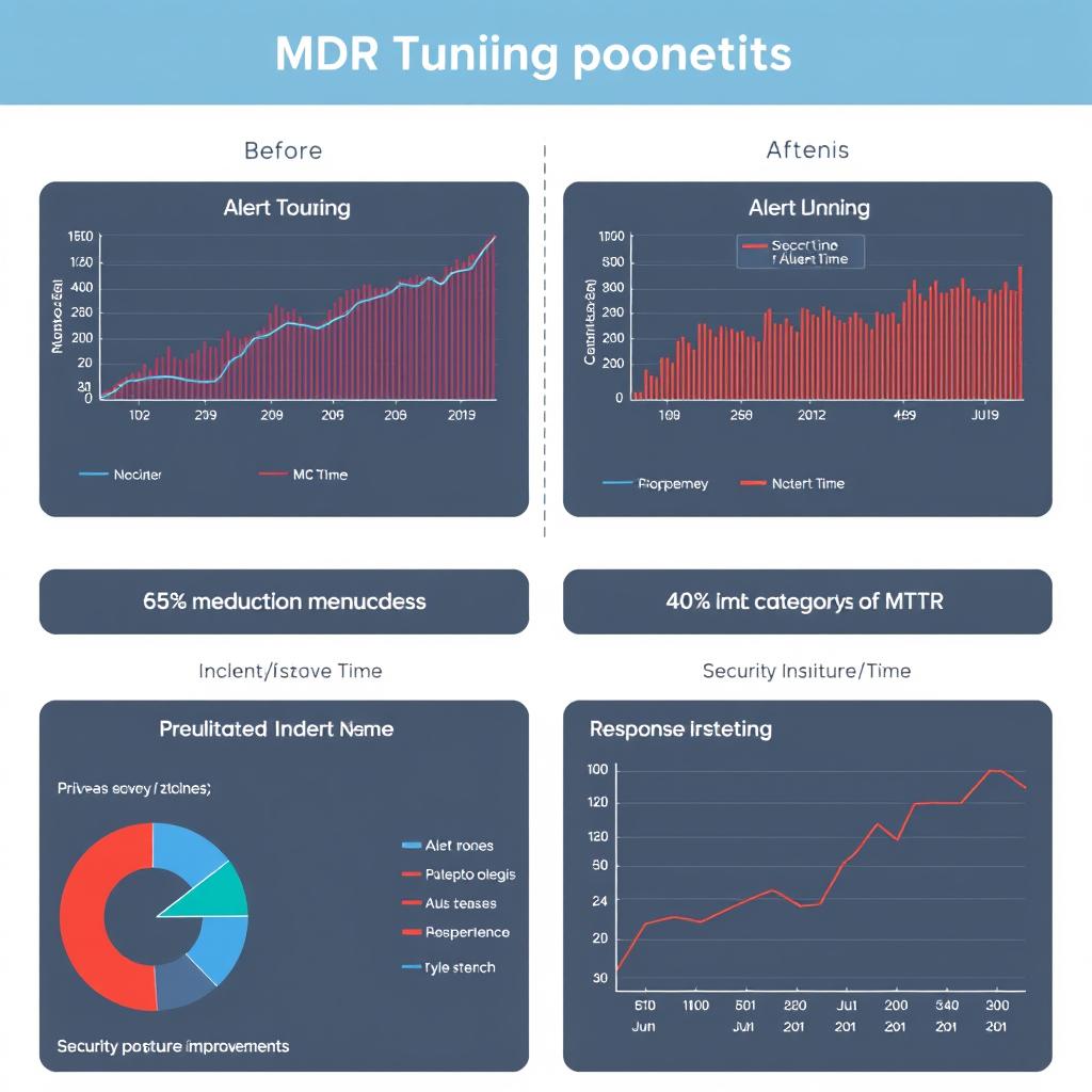 Dashboard showing MDR tuning results with reduced alert noise and improved response times