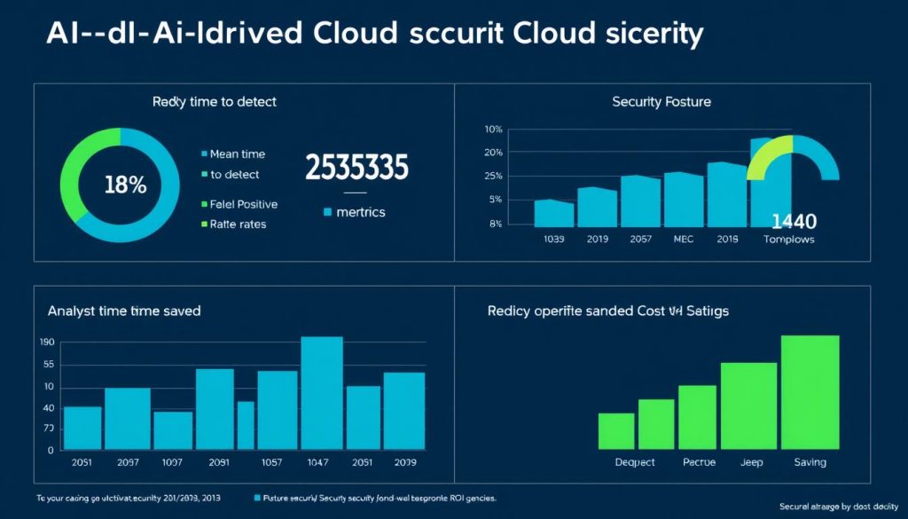 Dashboard showing key metrics and ROI for AI-driven cloud security