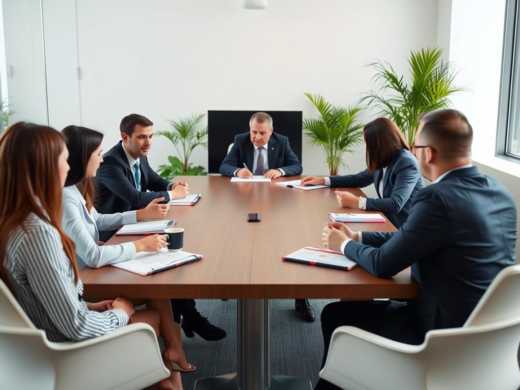Data protection metrics being reviewed by security professionals in an office meeting