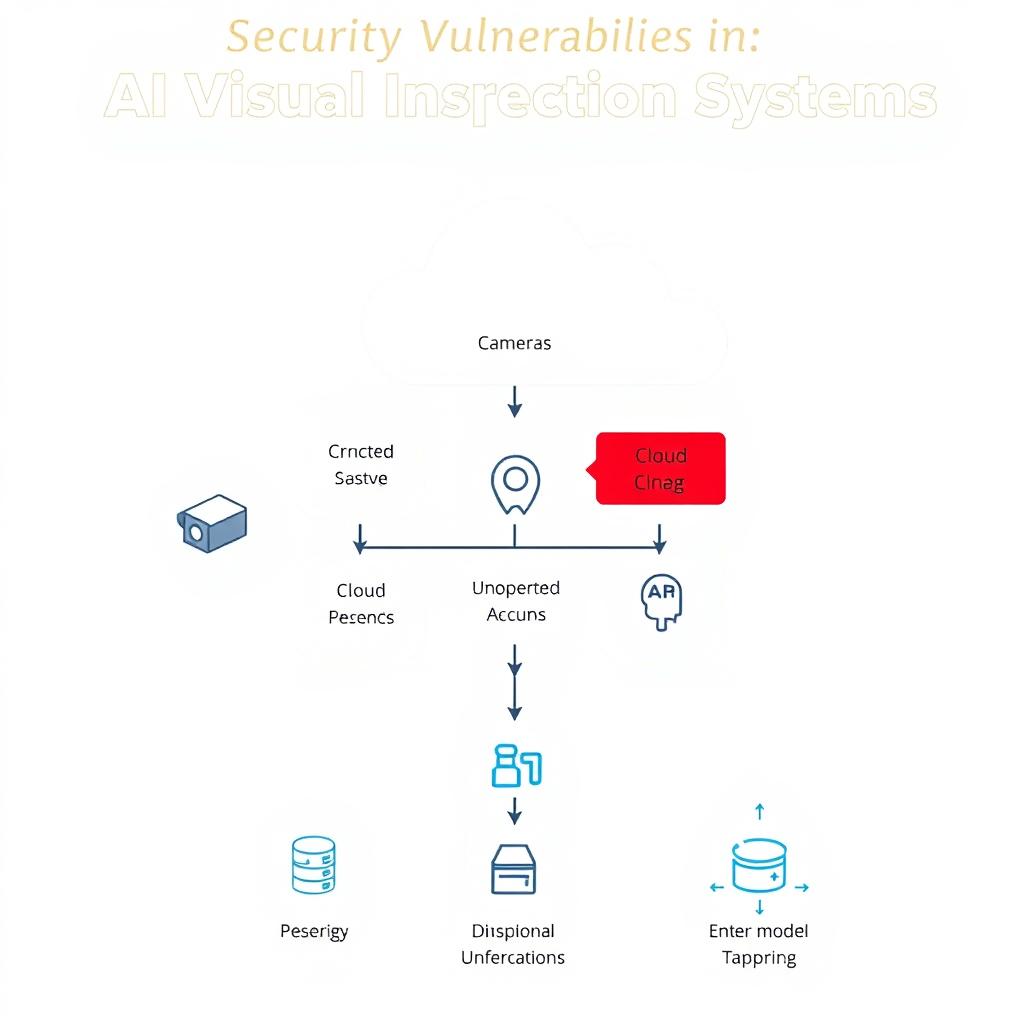 Diagram showing security vulnerabilities in AI visual inspection systems that cyber security companies in Hyderabad address