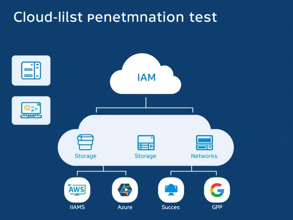 Diagram som visar olika komponenter som testas i en pen test molnmiljö