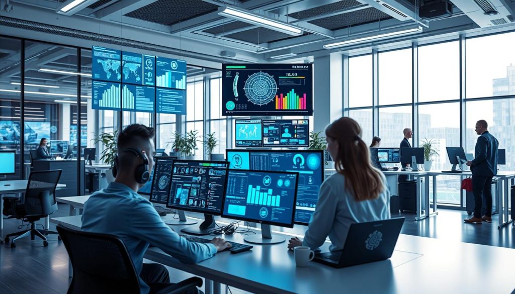 Framtida EDR företag teknologier i en modern kontorsmiljö