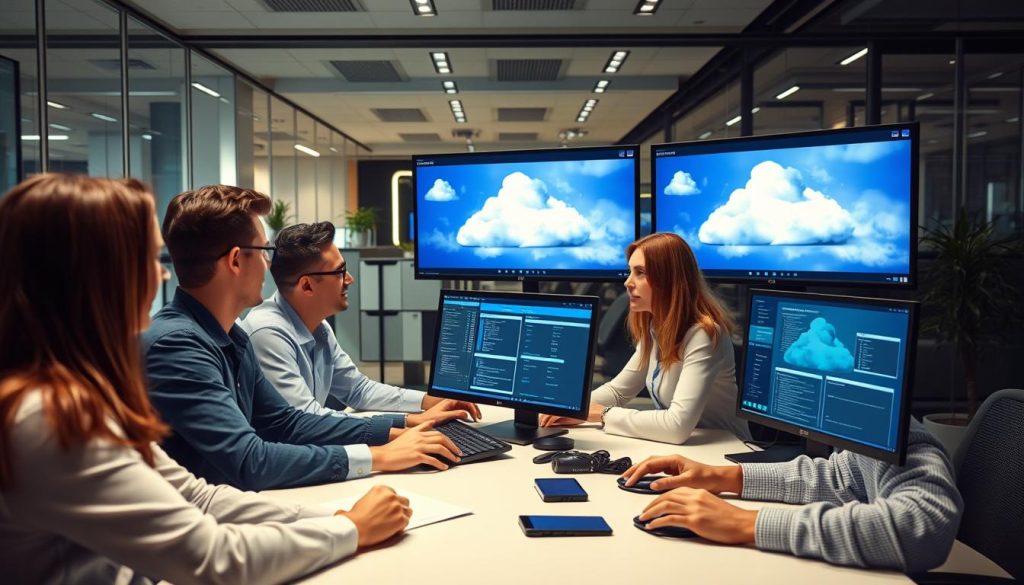 IT-experter från ett molndrift företag som arbetar med molninfrastruktur