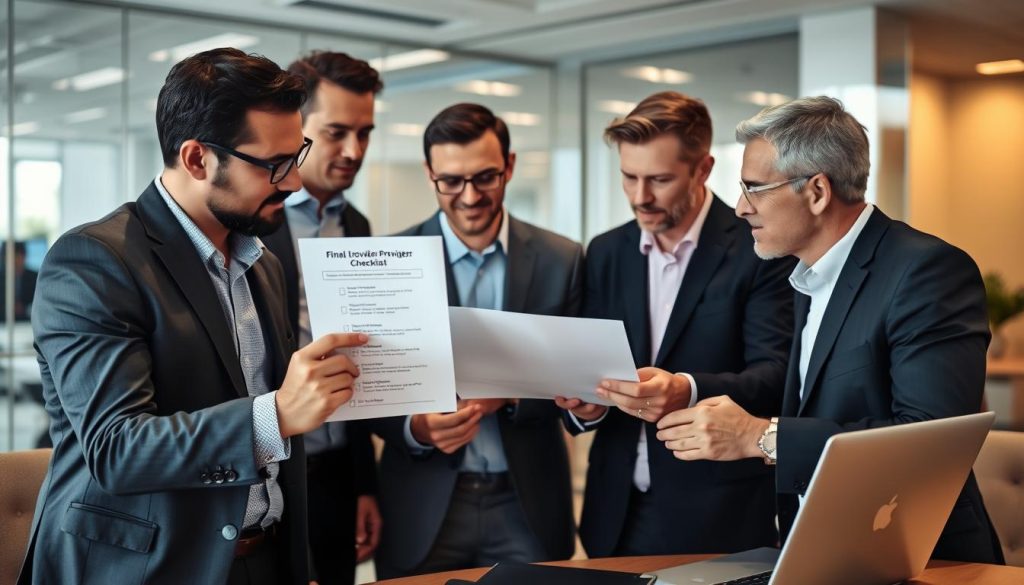 IT leadership team reviewing final cloud provider comparison checklist