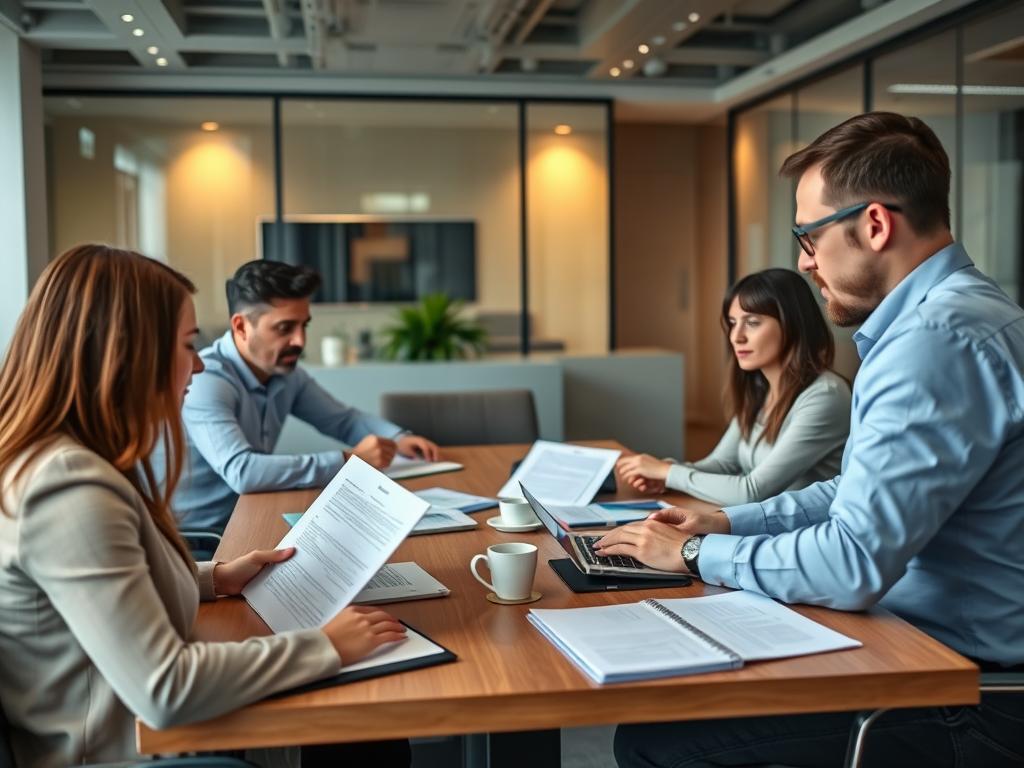 IT operations team reviewing cloud configuration and patch status in an office