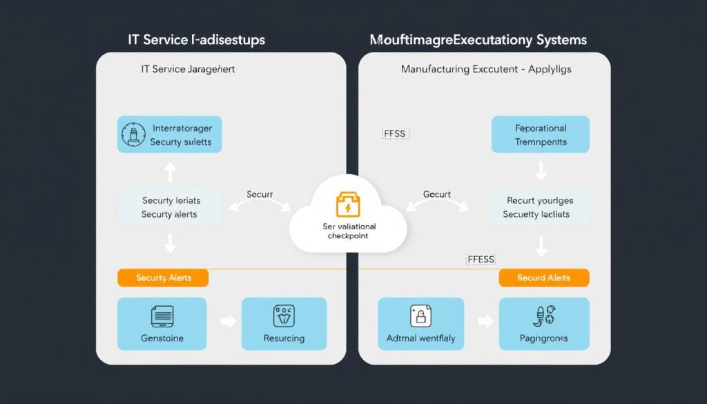 Integrated security workflow between IT systems and manufacturing execution systems