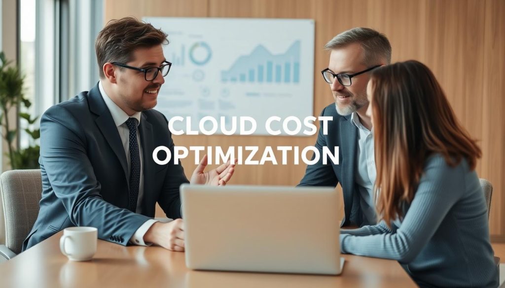 Konsult som diskuterar kostnadsoptimering med klient