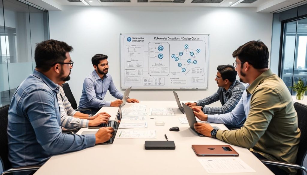 Kubernetes Consultant Bangalore team collaborating on cloud architecture design