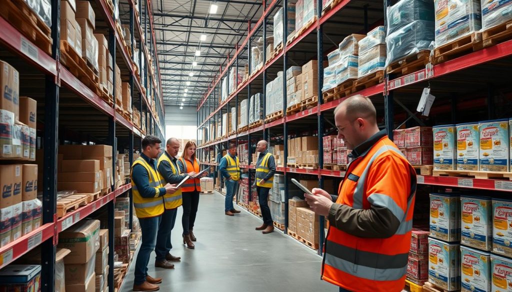 Lagerpersonal som optimerar inventory baserat på demand forecasting