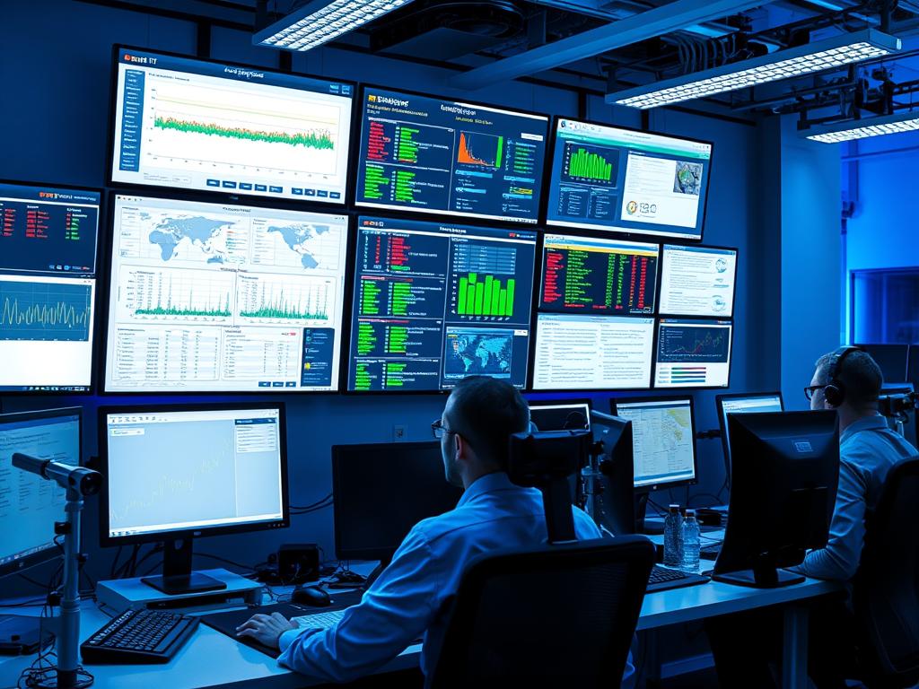 Managed IT Services in Bangalore showing technicians monitoring systems