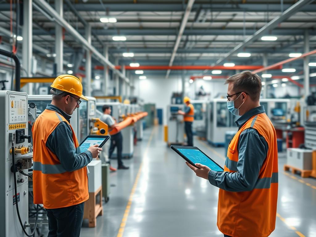 Manufacturing facility with connected equipment demonstrating predictive maintenance implementation