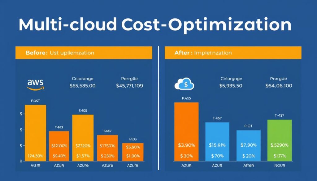 Multi-cloud cost optimization results showing before and after implementation