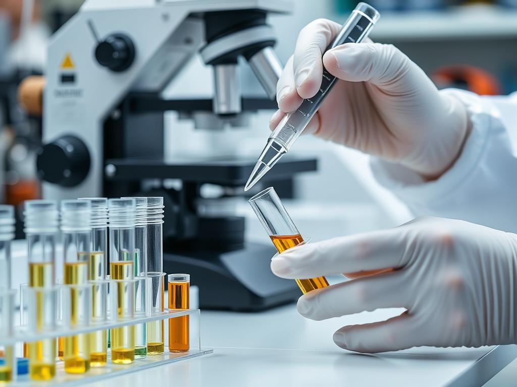 Oil sample being analyzed in a laboratory setting